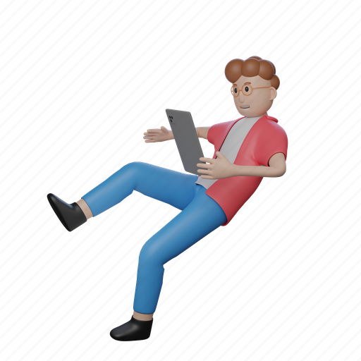 Boy, with, tablet, studying, in, graduate 3D illustration - Download on Iconfinder