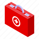 red, first, aid, kit, isometric