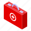 red, first, aid, kit, isometric 