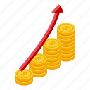 successful, career, coin, rise, isometric