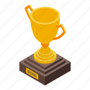 successful, career, gold, cup, isometric