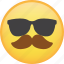 emoji, emoticon, glasses, mustache, smiley, sunglasses 