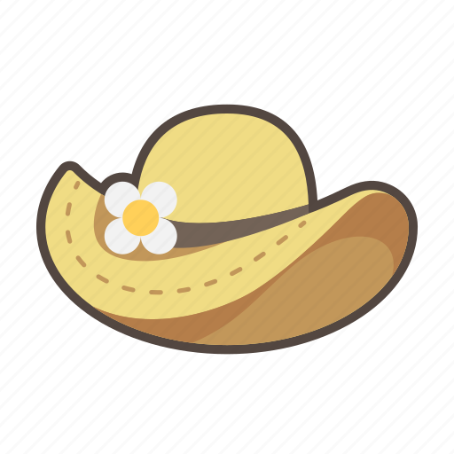 Beach, hat, holiday, summer icon