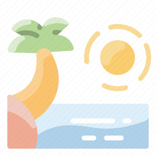 Beach, coconut, landscape, sea, summer, sun, tree icon - Download on Iconfinder