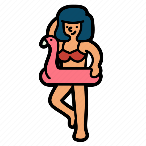 Rubber, ring, swim, flamingo, pool, entertainment, swimming icon - Download on Iconfinder