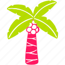tropical, holiday, travel, beach, coconut, tree, plant