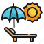 beach, sun, bed, holiday, vacation, summer icon 