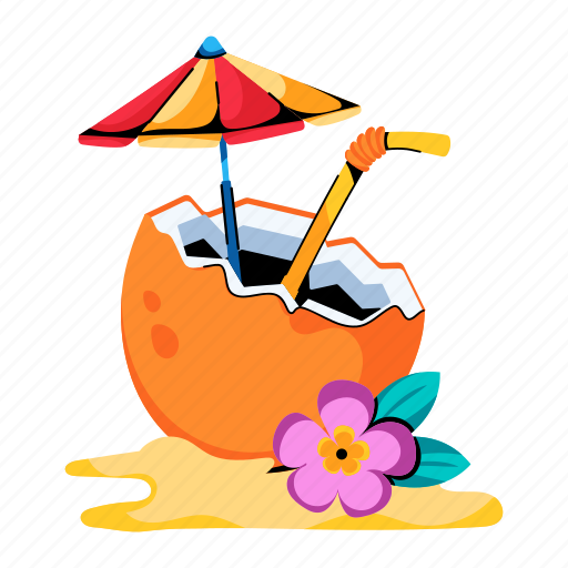 Beach drink, tropical drink, coconut water, coconut drink, summer drink icon - Download on Iconfinder