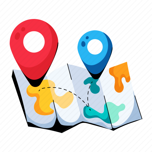 Map location, road map, location pins, navigation pins, location pointers icon - Download on Iconfinder