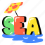 sea umbrella, sea beach, sea word, typography letters, beach umbrella 