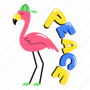 flamingo bird, peace word, peace typography, phoenicopterus, creature