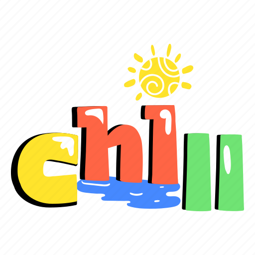 Chill word, summer vibes, typography letters, chill vibes, chill sticker - Download on Iconfinder