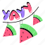 watermelon banner, watermelon decor, watermelon slices, summer fruit, yay word 