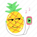 pineapple emoji, pineapple listening, pineapple, ananas, summer fruit