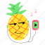 pineapple emoji, pineapple listening, pineapple, ananas, summer fruit 