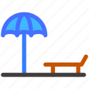 beach, chair, relax, sunny, umbrella