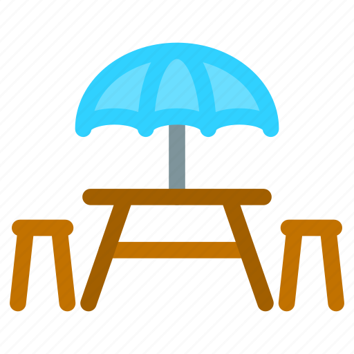 Dining table, dinner, outdoor, table, umbrella icon - Download on Iconfinder