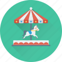 amusement park, carousel, fair ride, horse, merry go round