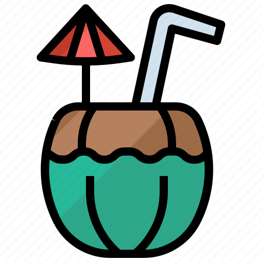 Coconut, drink, alcoholic, beverage, straw, alcohol icon - Download on Iconfinder