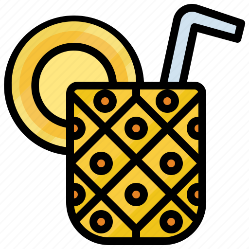 Pineapple, cocktail, umbrella, straw, alcohol, drink icon - Download on Iconfinder