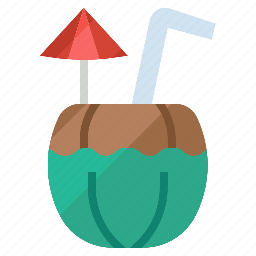 Coconut, drink, alcoholic, beverage, straw, alcohol icon - Download on Iconfinder