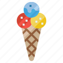 ice, cream, cone, summer, food, and, restaurant, scoops, sweet