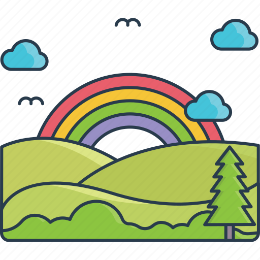 Hill, rainbow, nature, landscape, ecology, green, forest icon - Download on Iconfinder