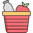 food bucket, fruits basket, grocery, grocery basket