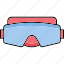 ski goggles, swimming goggle, snorkel, eye protection 