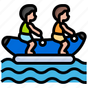 banana, boat, activity, leisure, transportation, summertime