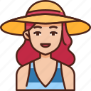 beach, girl, beach girl, beach lady, summer, female, beach hat