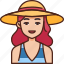 beach, girl, beach girl, beach lady, summer, female, beach hat 