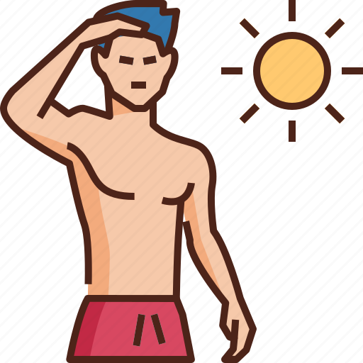 Hot, hot temperature, weather, sun, nature, summer, man icon - Download on Iconfinder