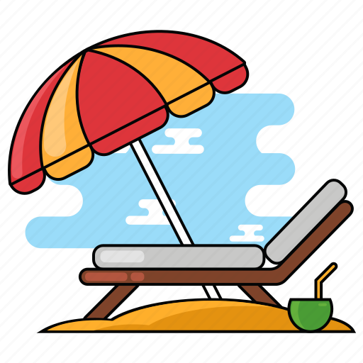 Bench, umbrella, beach, summer, vacation, holiday, chair icon - Download on Iconfinder