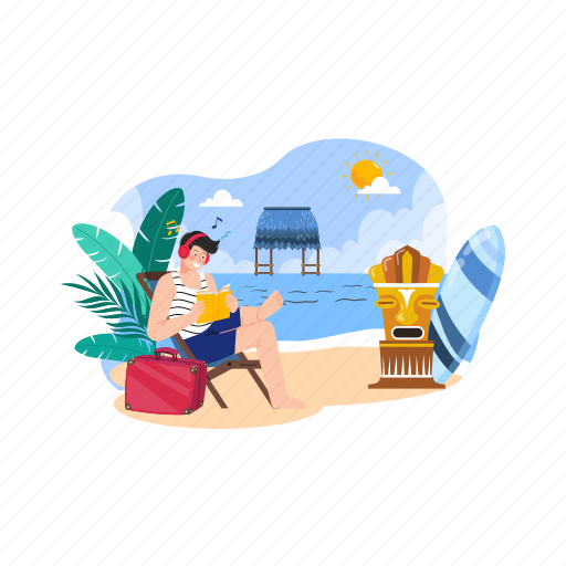 Resort, sea, celebrating, camping, melon, tour, sunset illustration - Download on Iconfinder