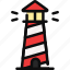 lighthouse, beacon, building, landscape, tower, guide 