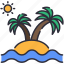 beach, island, palms 