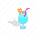 alcohol, blue, cocktail, drink, glass, isometric, juice
