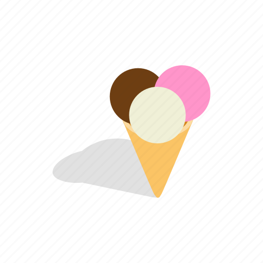 Cone, cream, dessert, flavor, ice, icecream, isometric icon - Download on Iconfinder