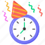 celebration time, party time, party clock, timeiece, timer 
