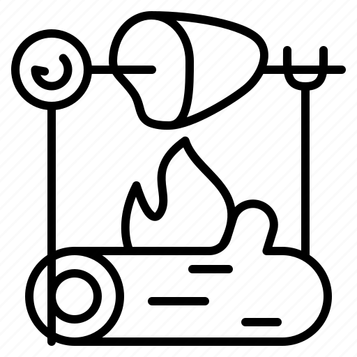 Campfire, bonfire, fire, camping, wood, fireplace, grilling meat icon - Download on Iconfinder