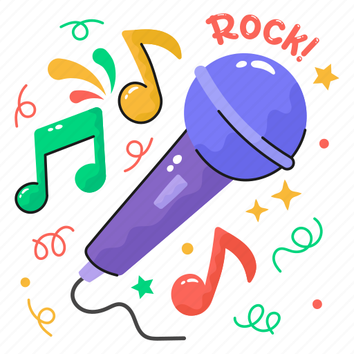 Mic, microphone, device, singing, music, notes, karaoke sticker - Download on Iconfinder