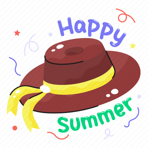 Beach, hat, cap, fashion, ribbon, summer, headgear sticker - Download on Iconfinder