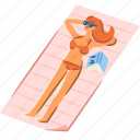 sunbathe, sunbathing, bikini, summer, beach