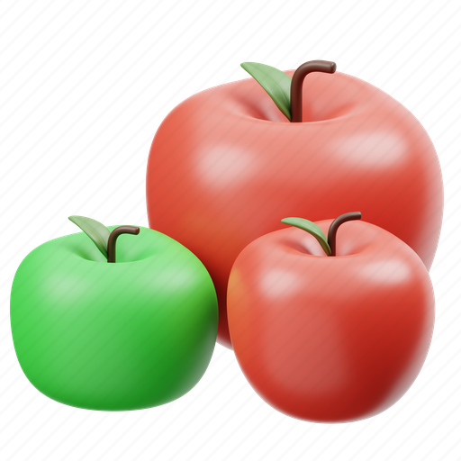 Apples, fruit, organic, healthy, diet, food, fresh 3D illustration - Download on Iconfinder