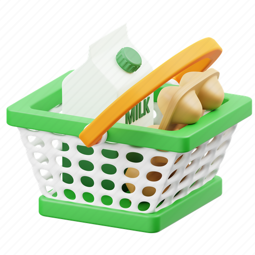 Basket, cart, shopping, bag, ecommerce, store, shop 3D illustration - Download on Iconfinder