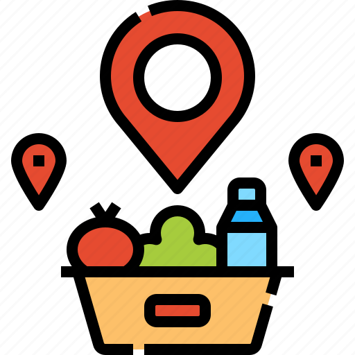 Pin, basket, fruit, vegetable, organic, food, delivery icon - Download on Iconfinder