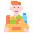 man, basket, fruit, vegetable, delivery, organic, food