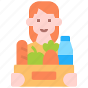 woman, basket, fruit, vegetable, delivery, organic, food