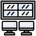 screens, control, center, monitors, desk, electronics